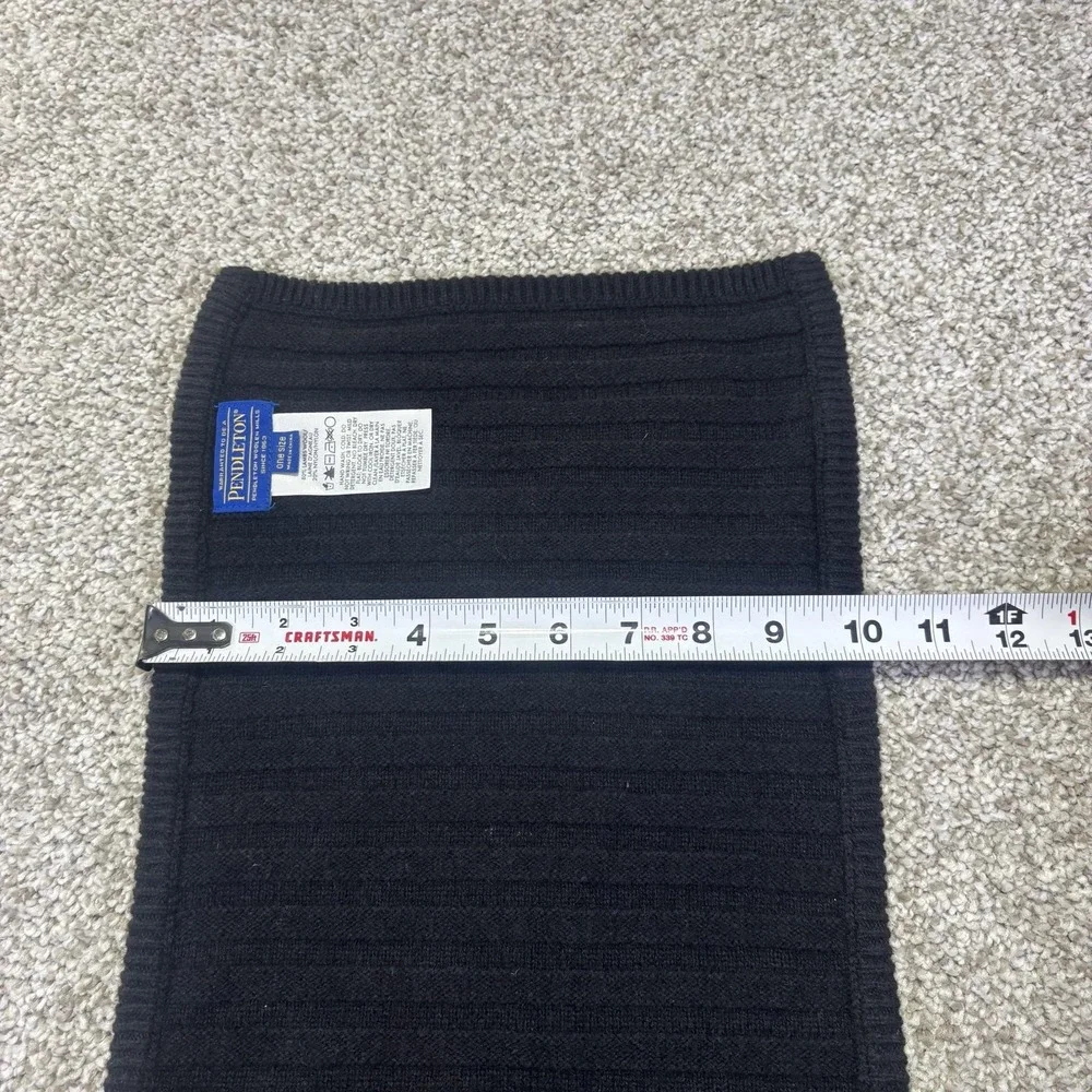 Pendleton Scarf Mens One Size Black Lambswool Blend Rib Knit Neck Warmer Winter